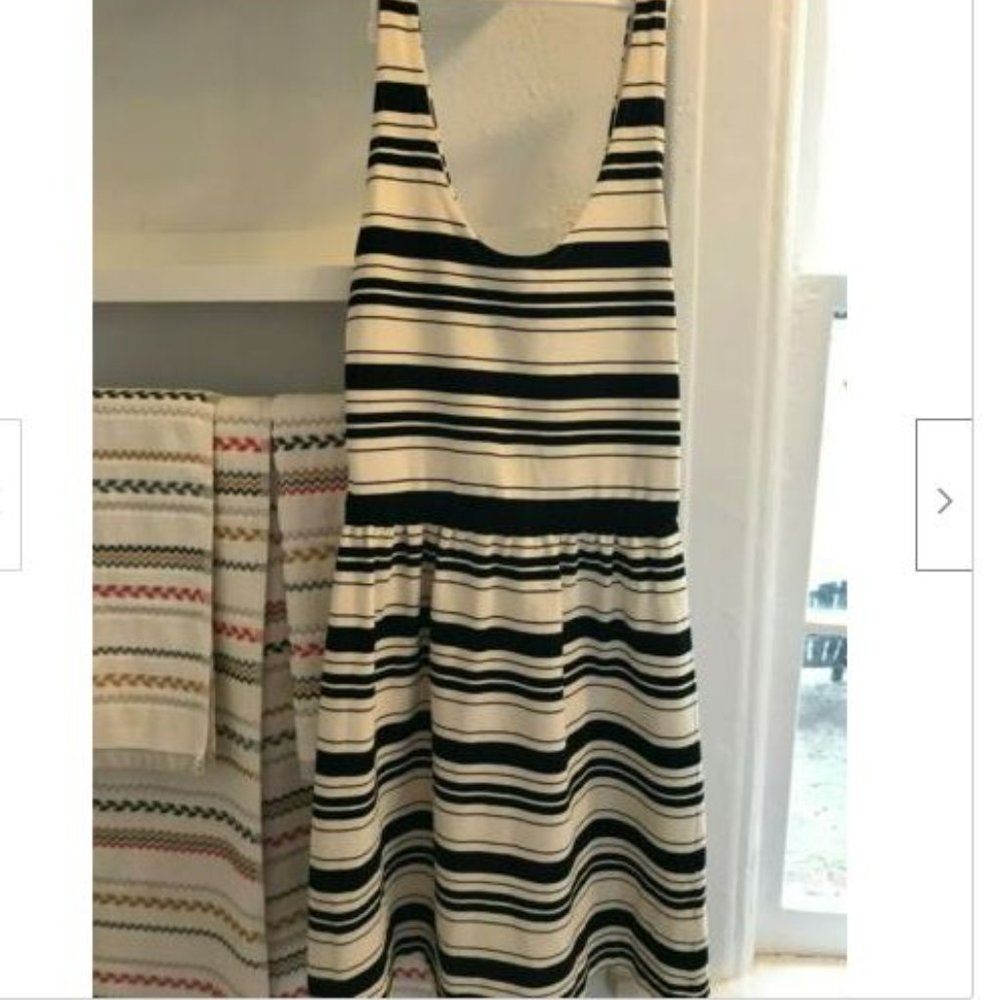 J Crew Sleeveless Striped Black and Cream Dress XS